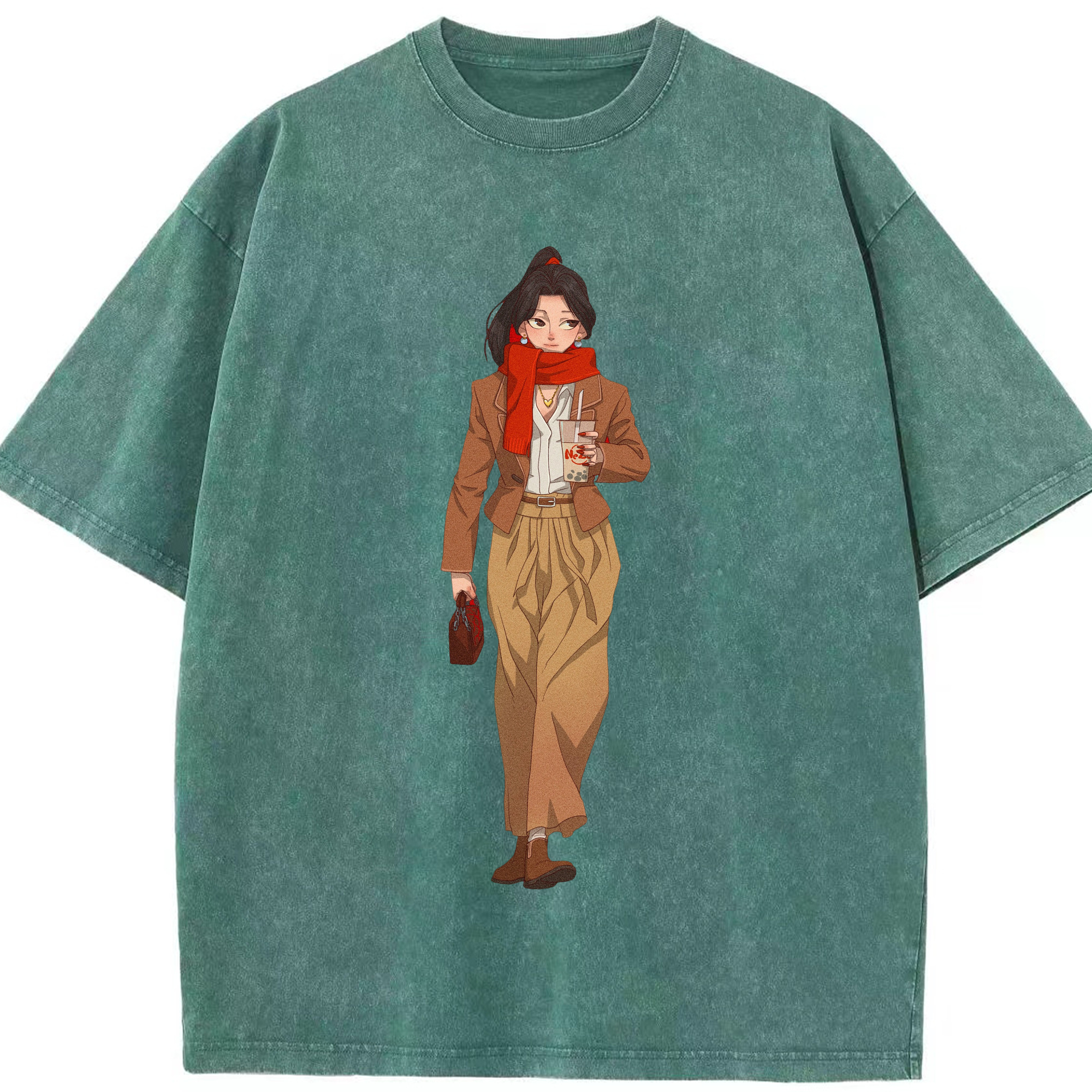 （画像用） Ne Zha 2 ナタ 魔童の大暴れ 綿100% ヴィンテージ風 半袖Tシャツ（フロントプリント）